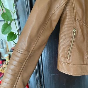 A New Day brown faux leather moto jacket — size M